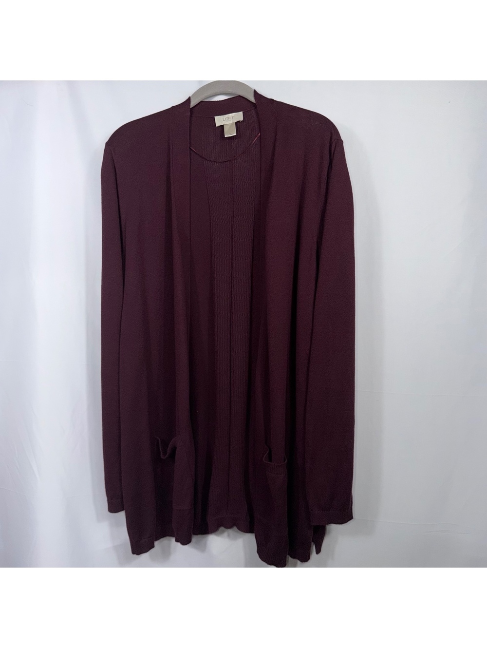 LOFT Outlet Large Burgundy Open Front Cardigan